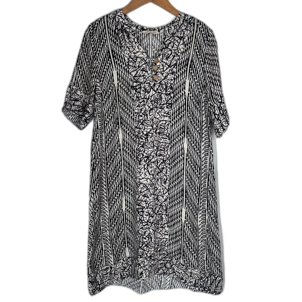 Soft Surroundings Black and White Scoop Neck Sundress